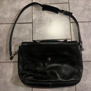 Vintage COACH Lexington Messenger Bag Black Leather Turn Lock Briefcase